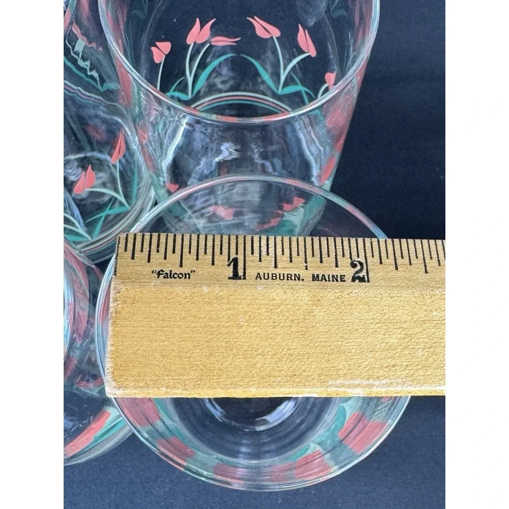 Lot Of 6 Vintage Coral Tulip 12 oz Highball Glasses